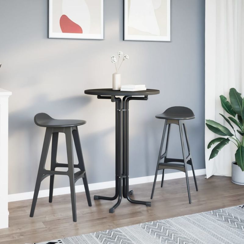 Casa si Gradina - Mobilier - Mese si birouri - Mese bucatarie si dining - Masa de bucatarie, negru, diametru 70x110 cm, lemn prelucrat și otel - Infinity.ro