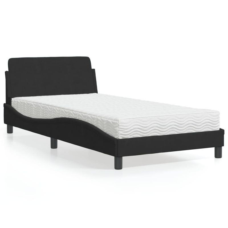 Casa si Gradina - Mobilier - Paturi si accesorii - Paturi - Pat cu saltea, negru, 100x200 cm, catifea - Infinity.ro