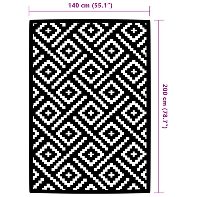Casa si Gradina - Textile si covoare - Covoare - Covoare casa - Covor de exterior, alb si negru, 140x200 cm, PP - Infinity.ro