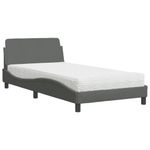 Casa si Gradina - Mobilier - Paturi si accesorii - Paturi - Pat cu saltea, gri inchis, 100x200 cm, textil - Infinity.ro