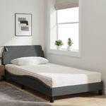 Casa si Gradina - Mobilier - Paturi si accesorii - Paturi - Pat cu saltea, gri inchis, 100x200 cm, textil - Infinity.ro