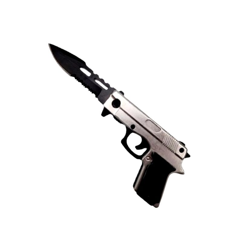 Sport si Outdoor - Camping - Cutite, bricege si accesorii - Cutite si bricege - Briceag tip pistol, IdeallStore®, 18 cm, argintiu - Infinity.ro
