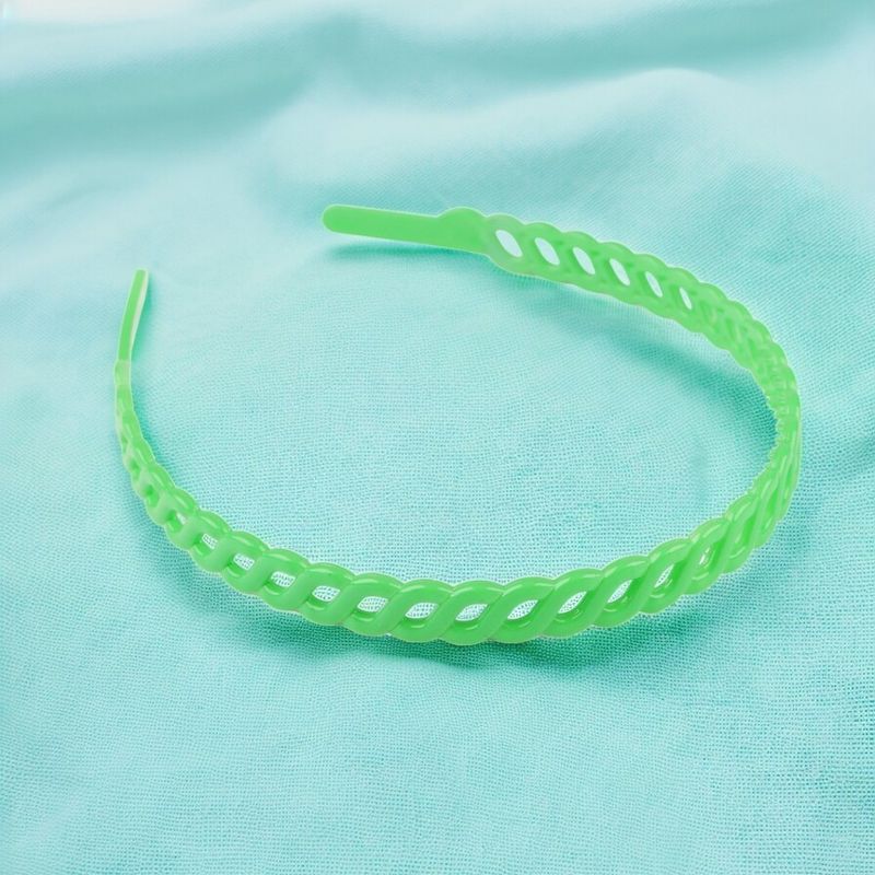 Fashion, accesorii si bijuterii - Femei - Accesorii femei - Accesorii pentru par femei - Bentita decorabila din plastic pentru par Crisalida, latime 1.3 cm, Verde - Infinity.ro