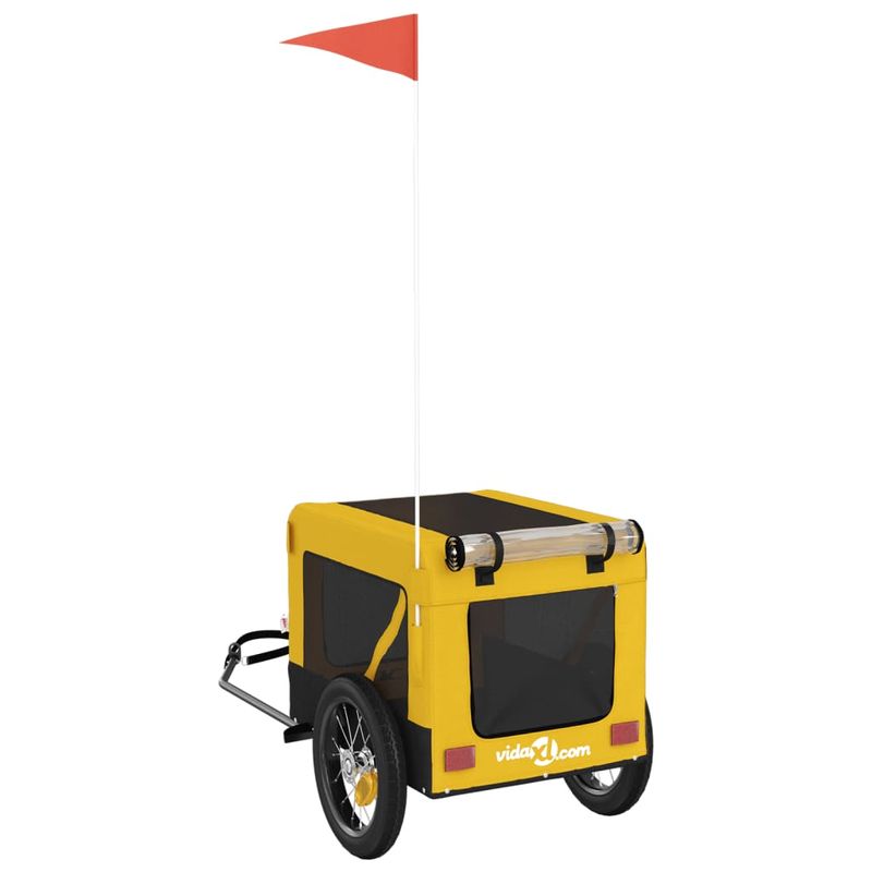 Petshop - Accesorii petshop - Culcusuri si custi - Genti si articole transport - Remorca bicicleta animale companie galben/negru oxford/fier, mărime 54.5x120x53 cm - Infinity.ro