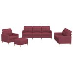 Casa si Gradina - Mobilier - Seturi de mobilier - Seturi living - Set canapea cu perne, 4 piese, rosu vin, material textil - Infinity.ro