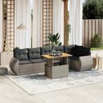 Casa si Gradina - Gradina si terasa - Mobilier exterior - Seturi mobila gradina - Set canapele de gradina, 7 piese, cu perne, gri, poliratan - Infinity.ro