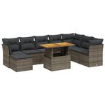 Casa si Gradina - Gradina si terasa - Mobilier exterior - Seturi mobila gradina - Set canapele de gradina, 9 piese, cu perne, gri, poliratan - Infinity.ro