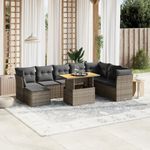 Casa si Gradina - Gradina si terasa - Mobilier exterior - Seturi mobila gradina - Set canapele de gradina, 9 piese, cu perne, gri, poliratan - Infinity.ro