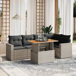 Casa si Gradina - Gradina si terasa - Mobilier exterior - Seturi mobila gradina - Set mobilier gradina cu perne, 6 piese, gri, poliratan - Infinity.ro