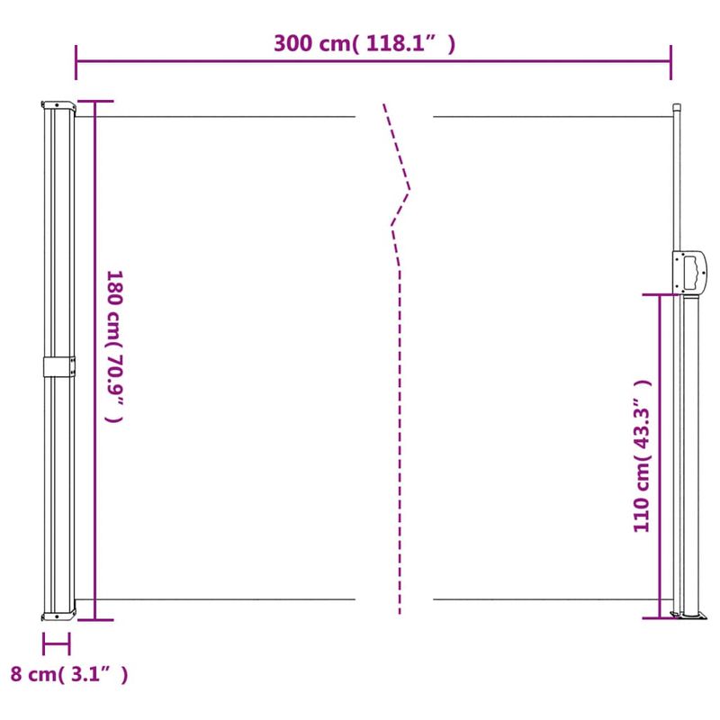 Casa si Gradina - Gradina si terasa - Umbrele si pavilioane - Umbrele - Copertina laterala retractabila, gri taupe, 180x300 cm - Infinity.ro