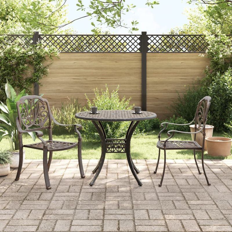 Casa si Gradina - Gradina si terasa - Mobilier exterior - Seturi mobila gradina - Set mobilier bistro, 3 piese, bronz, aluminiu turnat - Infinity.ro