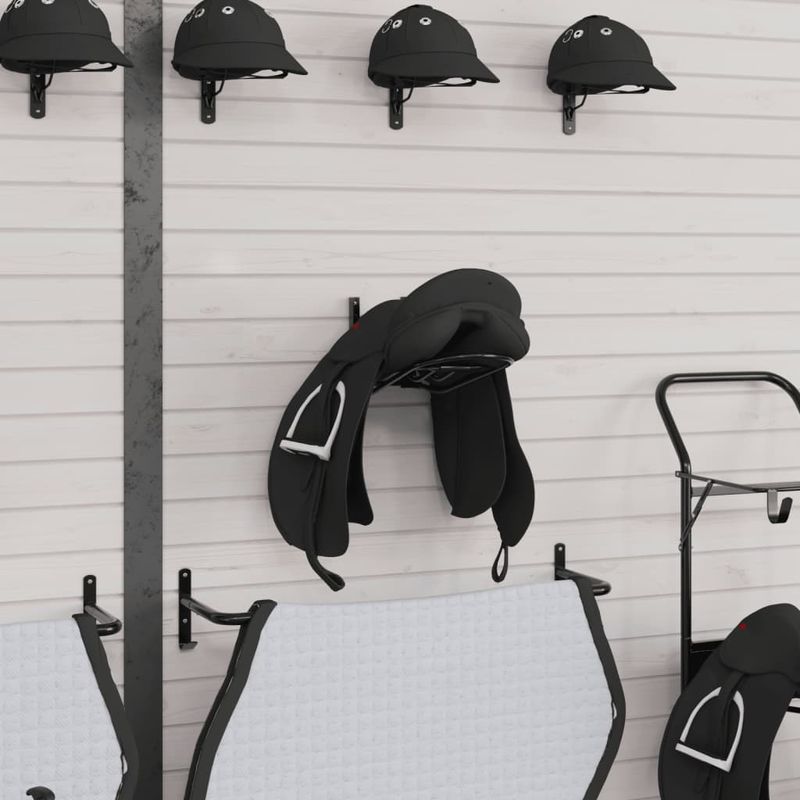 Sport si Outdoor - Accesorii si echipamente sportive - Echitatie - Suport pentru sa pliabil, montat pe perete, negru, fier - Infinity.ro
