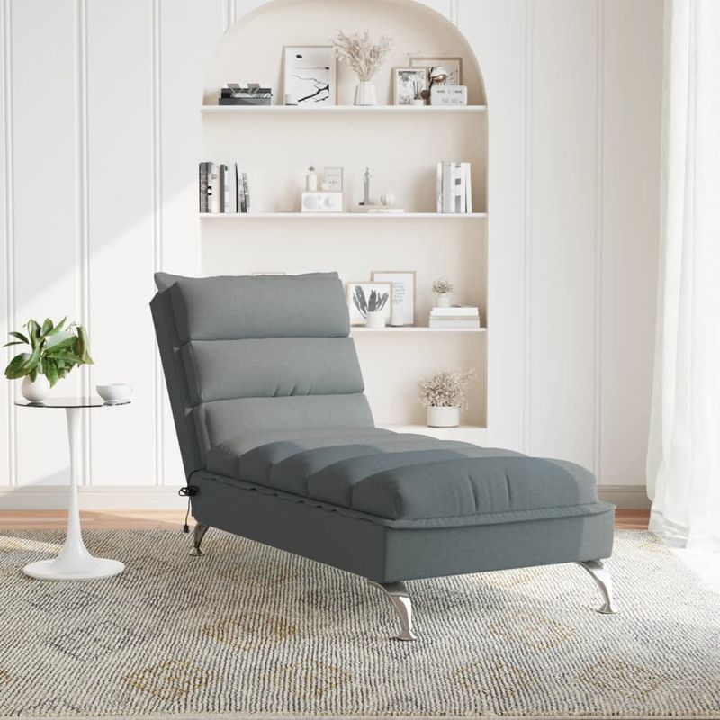 Casa si Gradina - Mobilier - Scaune si fotolii - Fotolii - Sezlong de masaj cu perne, gri inchis, material textil - Infinity.ro