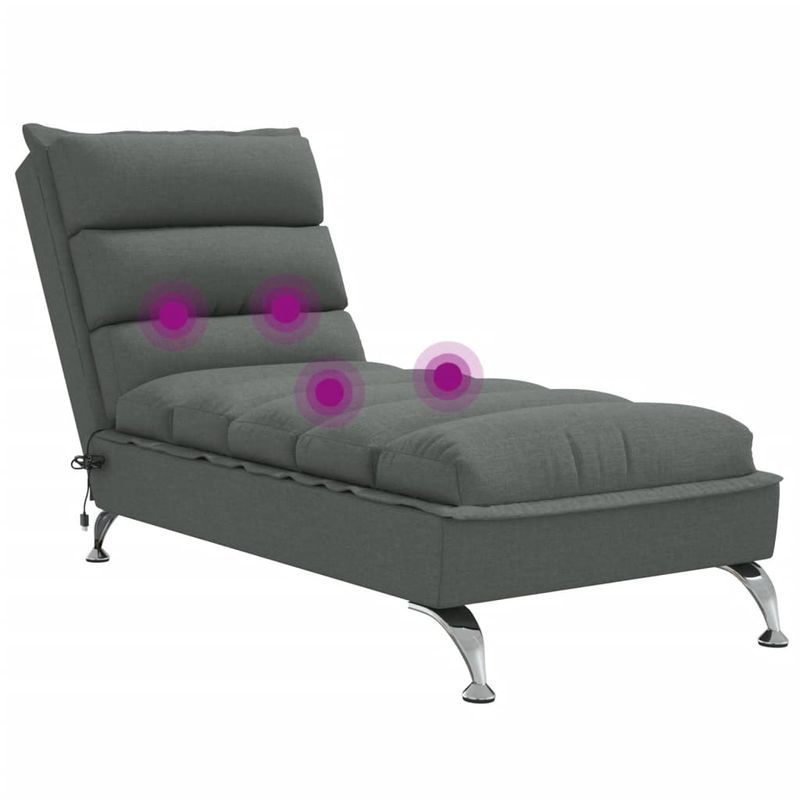 Casa si Gradina - Mobilier - Scaune si fotolii - Fotolii - Sezlong de masaj cu perne, gri inchis, material textil - Infinity.ro