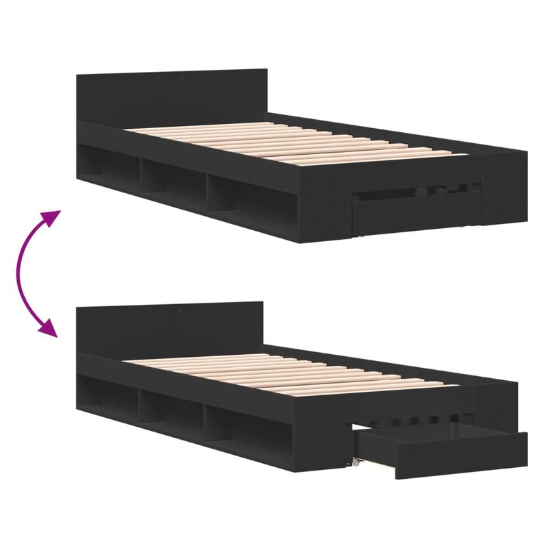 Casa si Gradina - Mobilier - Paturi si accesorii - Paturi - Cadru de pat cu sertar, negru, 100x200 cm, lemn prelucrat - Infinity.ro