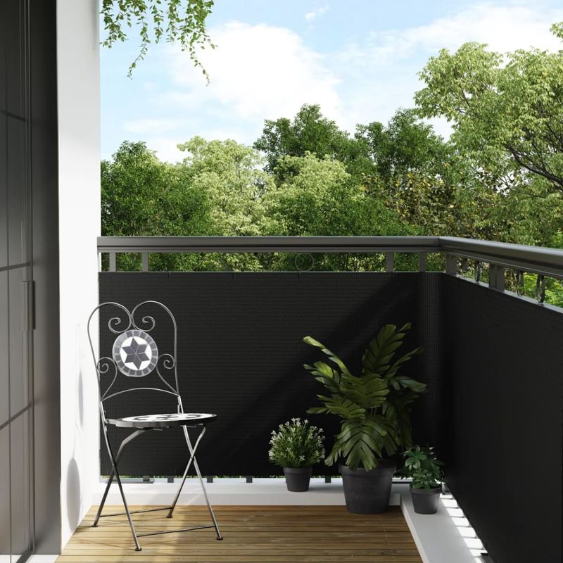 Casa si Gradina - Gradina si terasa - Garduri, panouri si accesorii - Paravan pentru balcon, negru, 1000x90 cm, poliratan - Infinity.ro