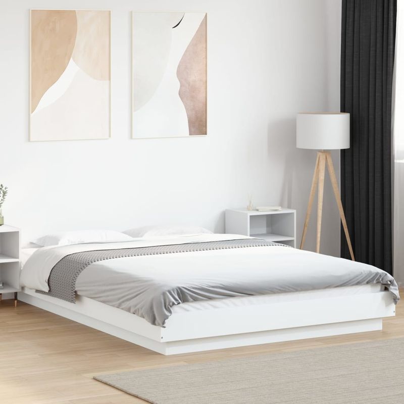 Casa si Gradina - Mobilier - Paturi si accesorii - Paturi - Cadru de pat cu lumini LED, alb, 120x190 cm, lemn prelucrat - Infinity.ro