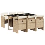 Casa si Gradina - Gradina si terasa - Mobilier exterior - Seturi mobila gradina - Set de masa pentru gradina, 7 piese, cu perne, bej, poliratan - Infinity.ro