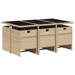 Casa si Gradina - Gradina si terasa - Mobilier exterior - Seturi mobila gradina - Set de masa pentru gradina, 7 piese, cu perne, bej, poliratan - Infinity.ro