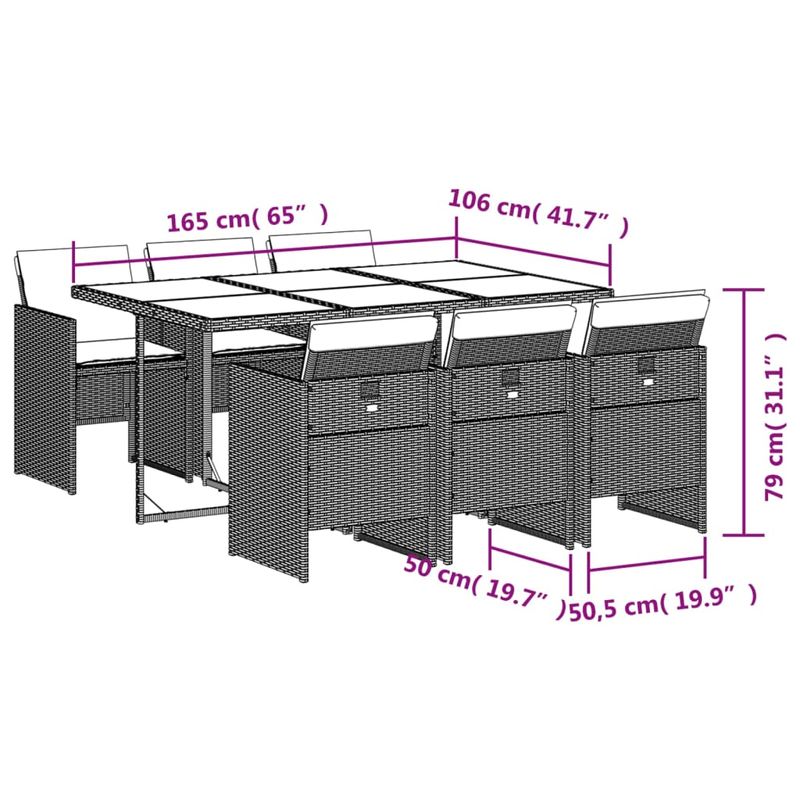 Casa si Gradina - Gradina si terasa - Mobilier exterior - Seturi mobila gradina - Set de masa pentru gradina, 7 piese, cu perne, bej, poliratan - Infinity.ro