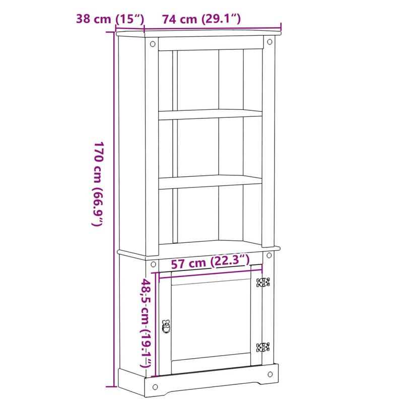 Casa si Gradina - Mobilier - Comode si corpuri - Corpuri bucatarie - Dulap inalt „Corona”, 74x38x170 cm, lemn masiv de pin - Infinity.ro