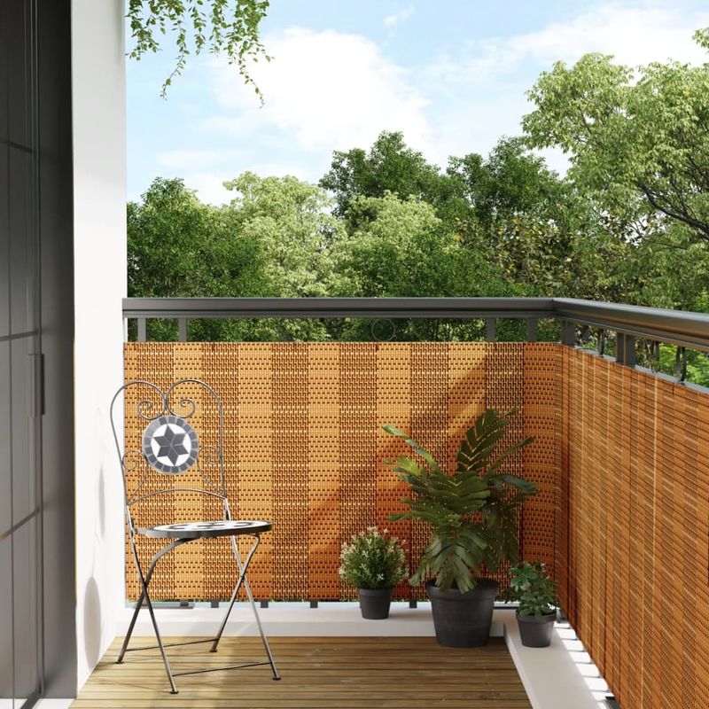 Casa si Gradina - Gradina si terasa - Garduri, panouri si accesorii - Paravan Balcon Maro Deschis 1000x90 cm Poly Rattan - Infinity.ro