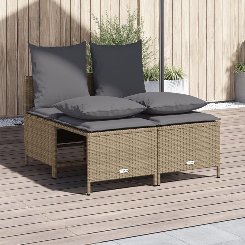 Casa si Gradina - Gradina si terasa - Mobilier exterior - Seturi mobila gradina - Set canapele de gradina, 4 piese, cu perne, bej, poliratan - Infinity.ro