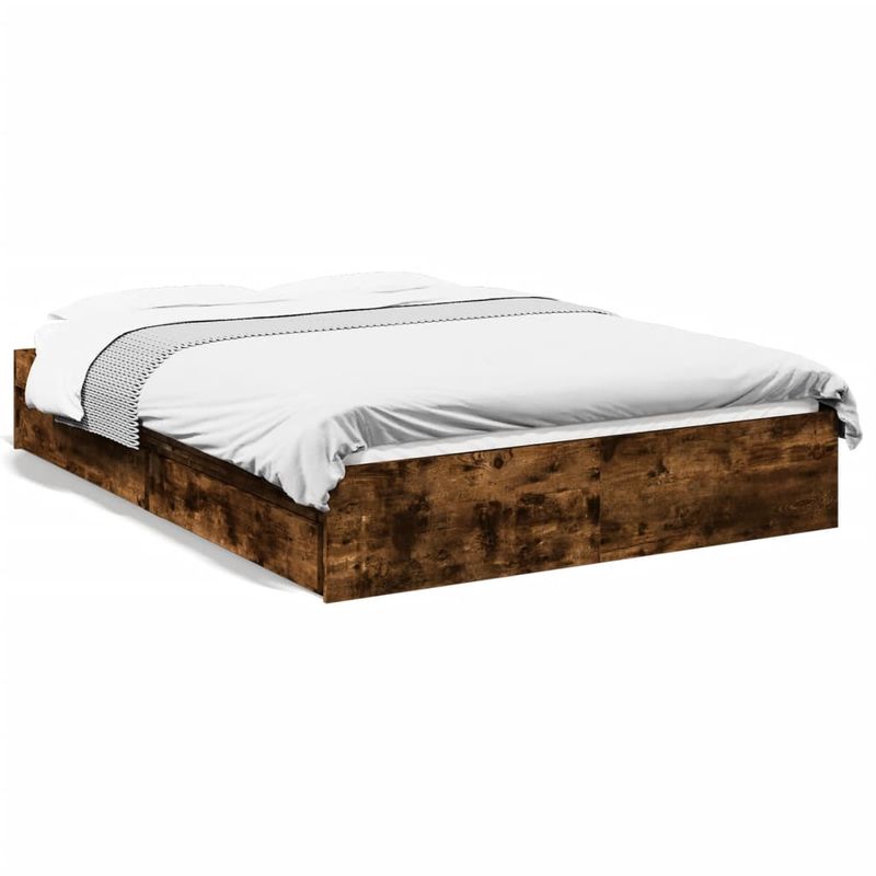 Casa si Gradina - Mobilier - Paturi si accesorii - Paturi - Cadru pat cu sertare stejar fumuriu 140x190 cm lemn prelucrat - Infinity.ro