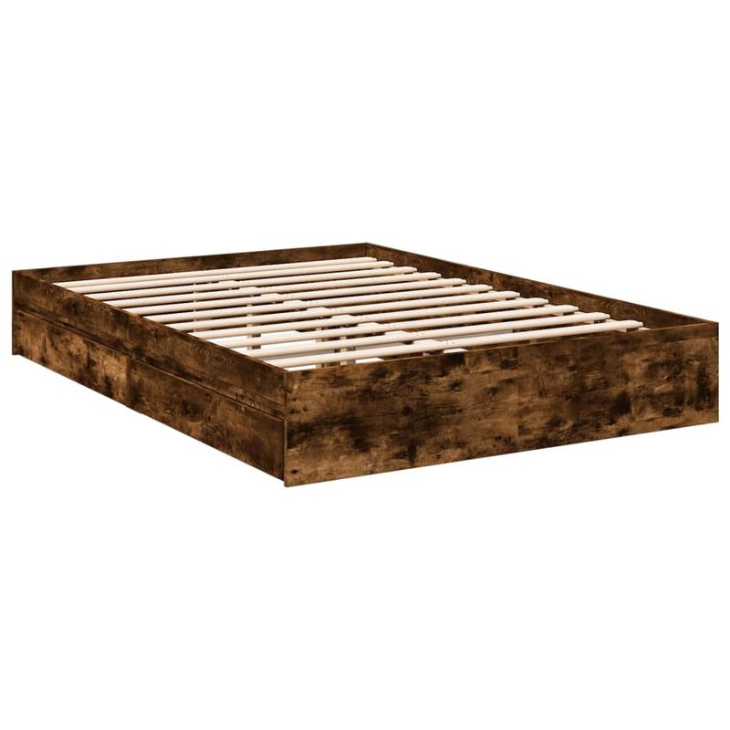 Casa si Gradina - Mobilier - Paturi si accesorii - Paturi - Cadru pat cu sertare stejar fumuriu 140x190 cm lemn prelucrat - Infinity.ro