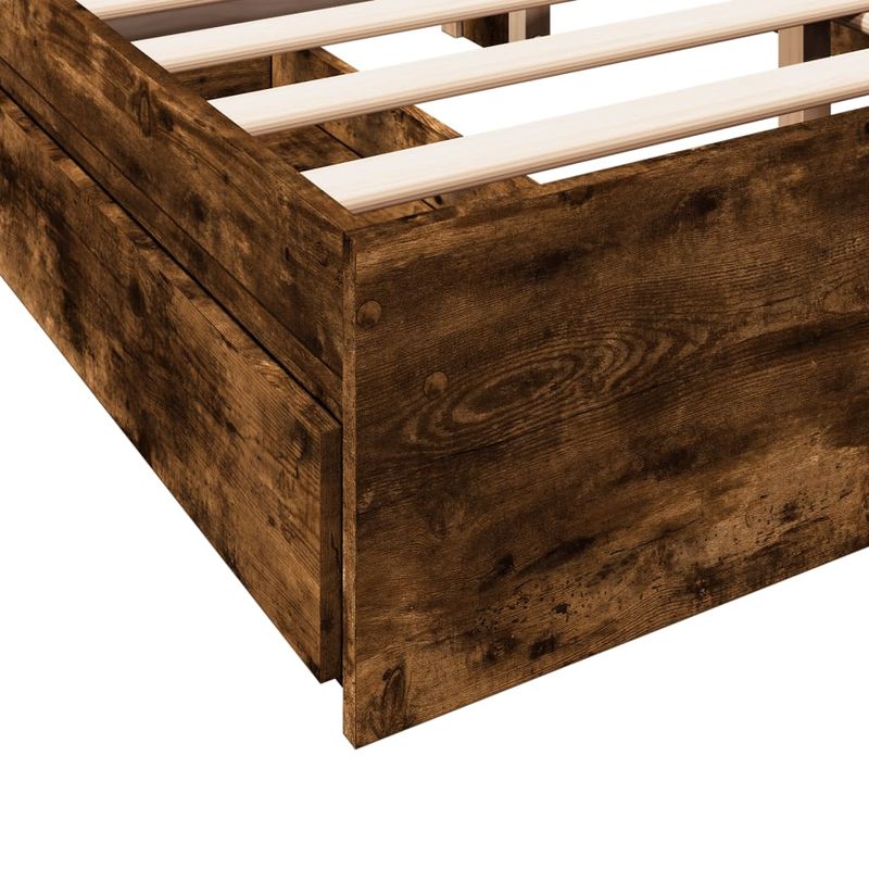 Casa si Gradina - Mobilier - Paturi si accesorii - Paturi - Cadru pat cu sertare stejar fumuriu 140x190 cm lemn prelucrat - Infinity.ro