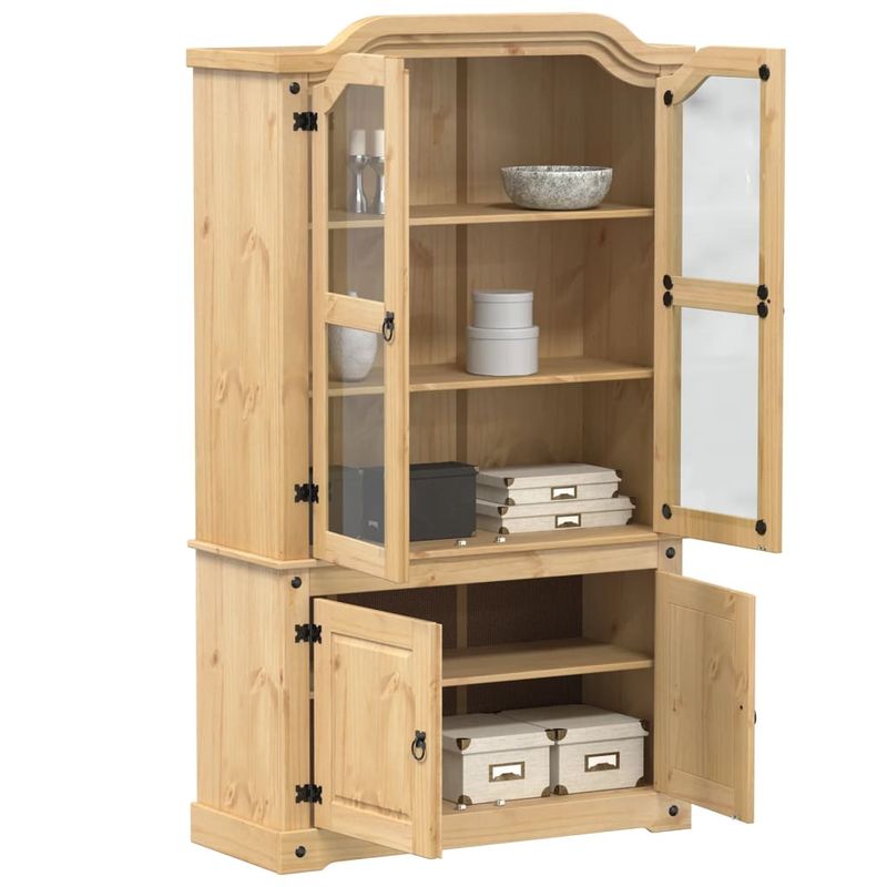 Casa si Gradina - Mobilier - Comode si corpuri - Comode - Vitrina din sticla „Corona” 103,5x42x180 cm, lemn masiv de pin - Infinity.ro