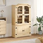 Casa si Gradina - Mobilier - Comode si corpuri - Comode - Vitrina din sticla „Corona” 103,5x42x180 cm, lemn masiv de pin - Infinity.ro