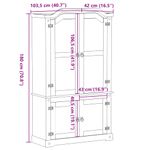 Casa si Gradina - Mobilier - Comode si corpuri - Comode - Vitrina din sticla „Corona” 103,5x42x180 cm, lemn masiv de pin - Infinity.ro