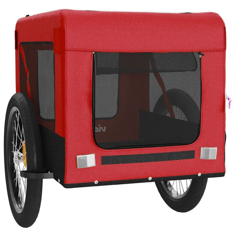 Petshop - Accesorii petshop - Culcusuri si custi - Genti si articole transport - Remorca bicicleta animale companie, rosu/negru, oxford/fier, roșu, mărime 68.5x135x73.5 cm - Infinity.ro