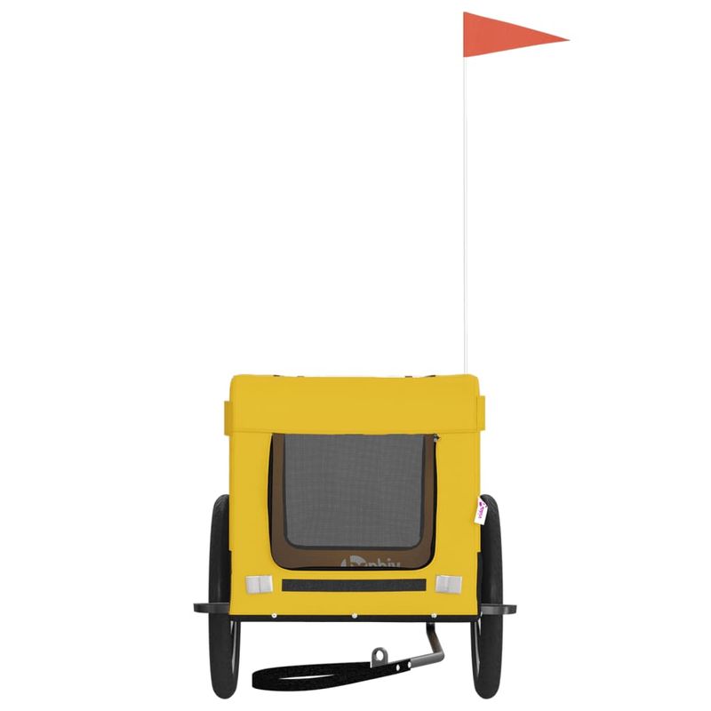 Petshop - Accesorii petshop - Culcusuri si custi - Genti si articole transport - Remorca bicicleta animale companie galben/negru oxford/fier, mărime 63x123x66 cm - Infinity.ro