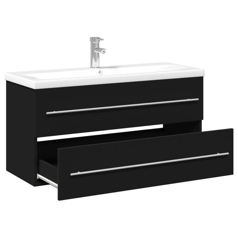 Casa si Gradina - Mobilier - Mobilier baie - Corpuri baie - Dulap pentru chiuveta de baie, lavoar incorporat, negru, mărime 100x38.5x48 cm - Infinity.ro