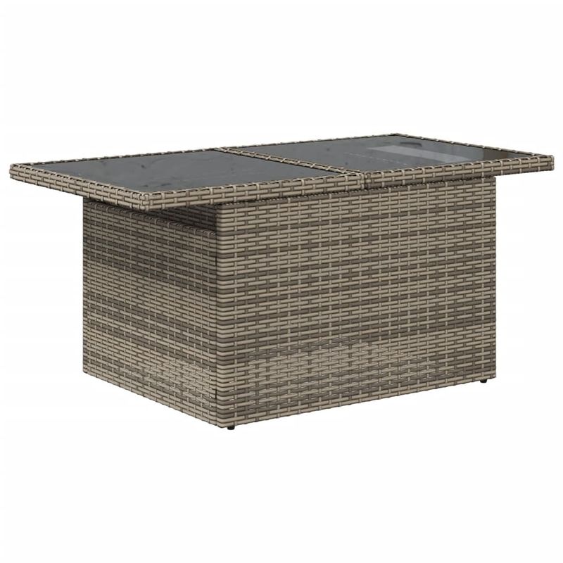Casa si Gradina - Gradina si terasa - Mobilier exterior - Mese gradina - Masa de gradina, blat din sticla, gri, 100x55x73 cm, poliratan - Infinity.ro