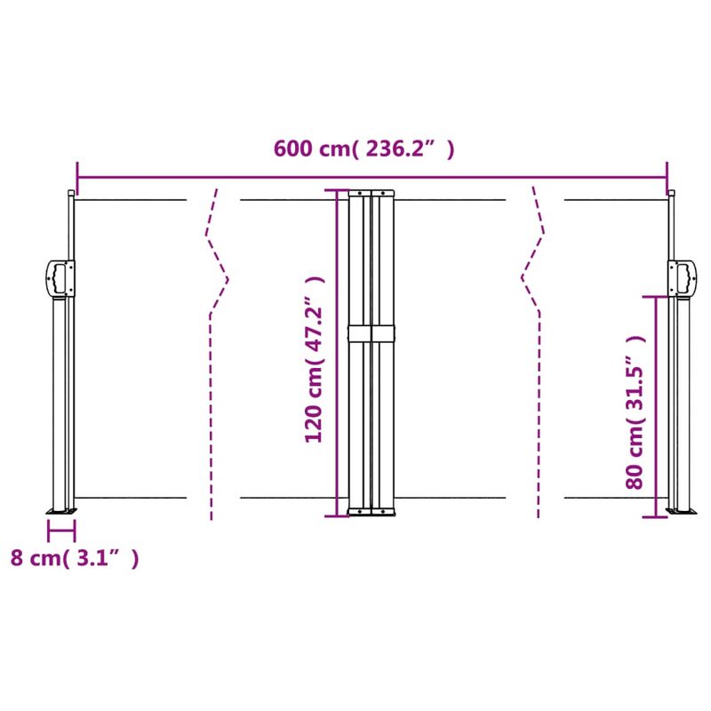 Casa si Gradina - Gradina si terasa - Umbrele si pavilioane - Umbrele - Copertina laterala retractabila, bej, 120 x 600 cm - Infinity.ro