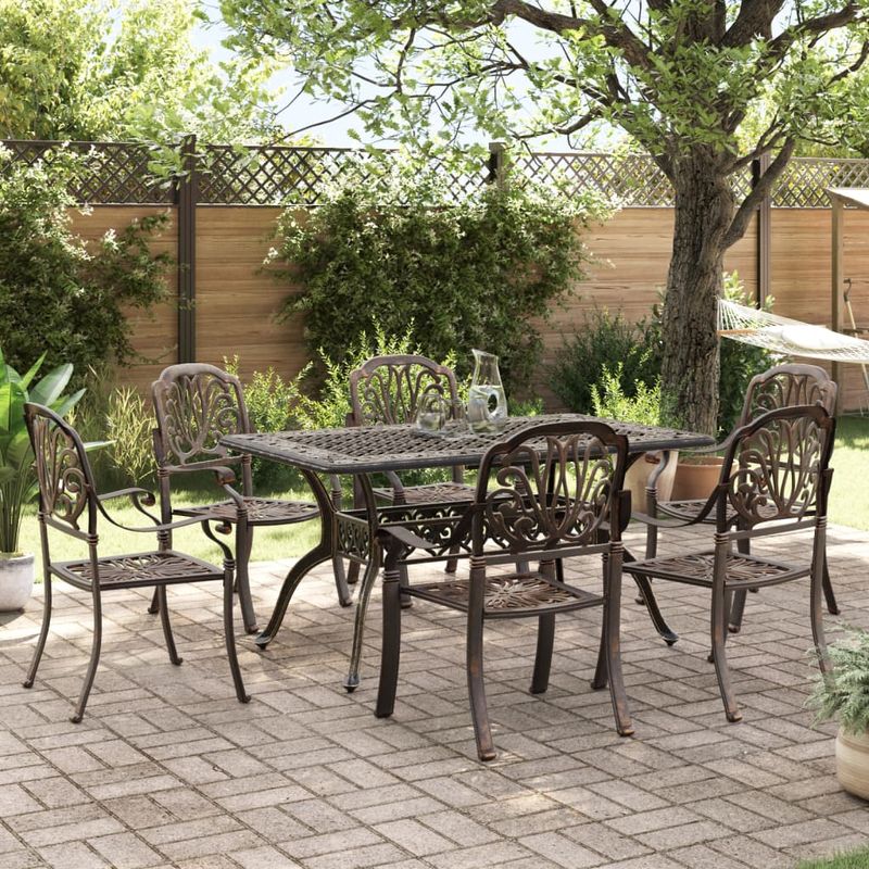 Casa si Gradina - Gradina si terasa - Mobilier exterior - Seturi mobila gradina - Set mobilier de gradina, 7 piese, bronz, aluminiu turnat - Infinity.ro