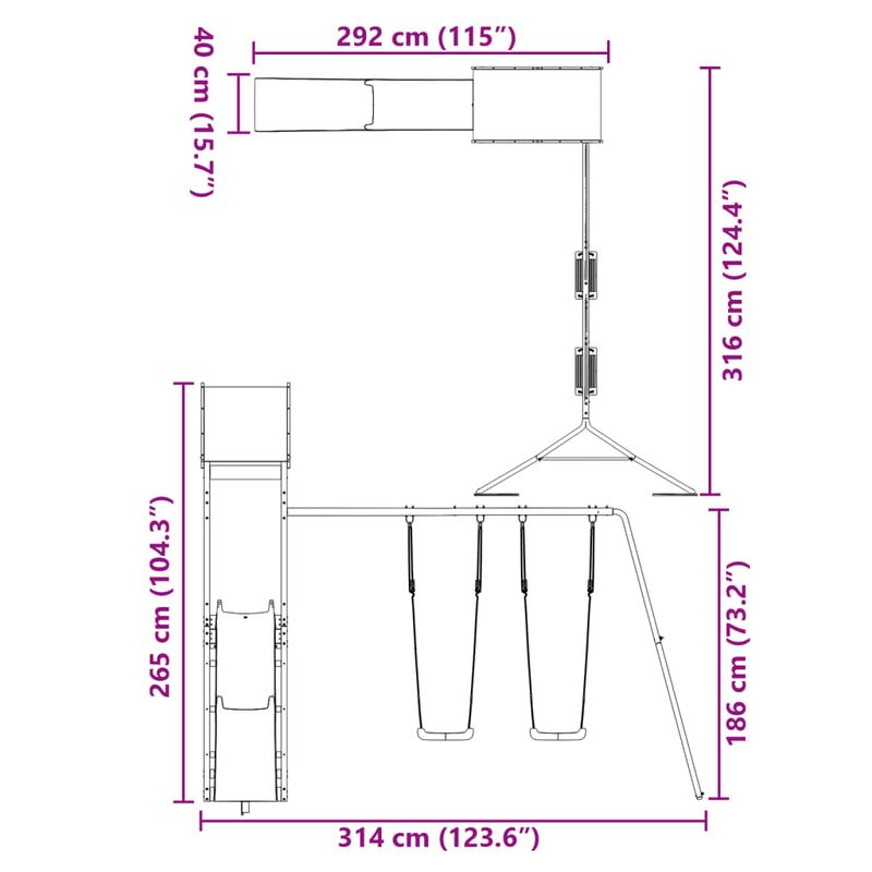 Jucarii, Copii si Bebe - Jucarii si jocuri - Jucarii de exterior - Spatii de joaca si accesorii - Set de joaca pentru exterior, lemn de pin impregnat - Infinity.ro