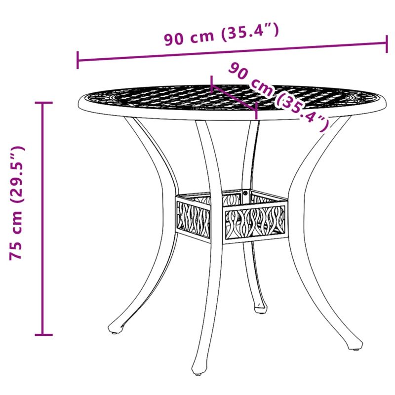 Casa si Gradina - Gradina si terasa - Mobilier exterior - Mese gradina - Masa de gradina, negru, Ø90x75 cm, aluminiu turnat - Infinity.ro