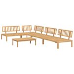 Casa si Gradina - Gradina si terasa - Mobilier exterior - Canapele si fotolii gradina - Set canapea gradina din paleti, 5 piese, lemn masiv de acacia, model 3x mijloc + colț + masă, maro deschis - Infinity.ro