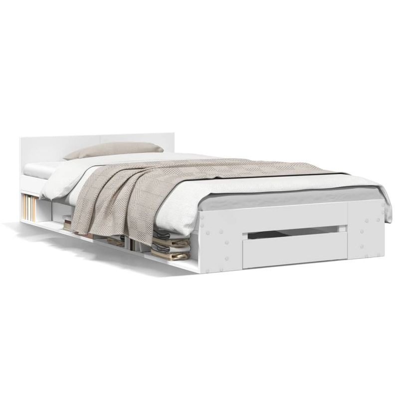 Casa si Gradina - Mobilier - Paturi si accesorii - Paturi - Cadru de pat cu sertar, alb, 75x190 cm, lemn prelucrat - Infinity.ro