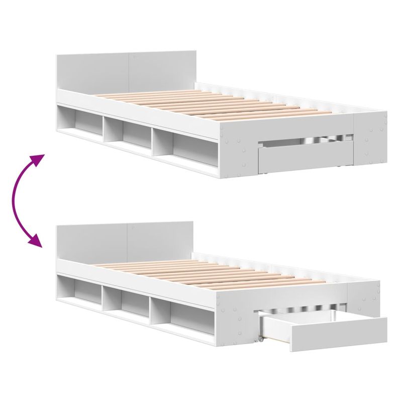 Casa si Gradina - Mobilier - Paturi si accesorii - Paturi - Cadru de pat cu sertar, alb, 75x190 cm, lemn prelucrat - Infinity.ro
