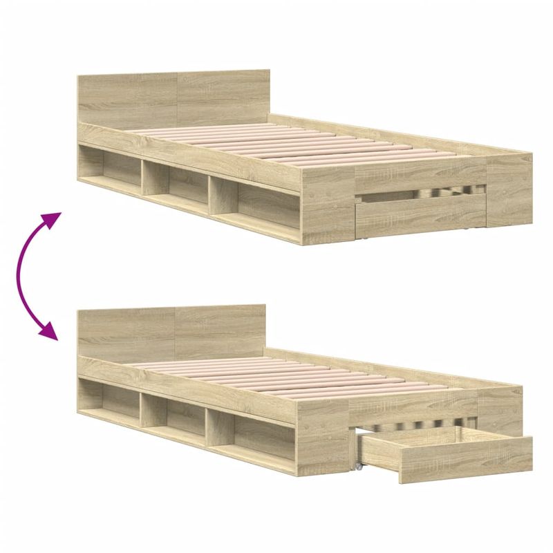 Casa si Gradina - Mobilier - Paturi si accesorii - Paturi - Cadru de pat cu sertar stejar sonoma 75x190 cm lemn prelucrat - Infinity.ro