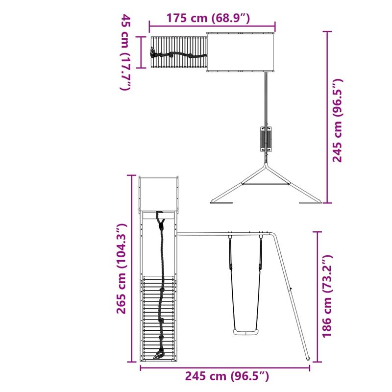 Jucarii, Copii si Bebe - Jucarii si jocuri - Jucarii de exterior - Spatii de joaca si accesorii - Set de joaca pentru exterior, lemn masiv de douglas - Infinity.ro