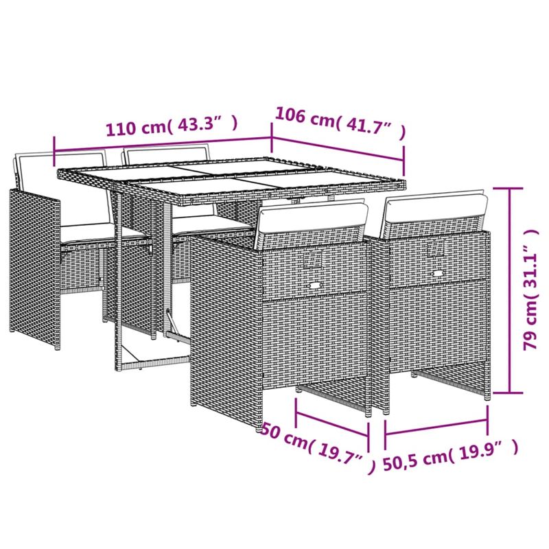 Casa si Gradina - Gradina si terasa - Mobilier exterior - Seturi mobila gradina - Set mobilier de gradina, 5 piese, cu perne, maro, poliratan - Infinity.ro