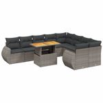 Casa si Gradina - Gradina si terasa - Mobilier exterior - Seturi mobila gradina - Set mobilier de gradina cu perne, 10 piese, gri, poliratan - Infinity.ro