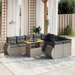 Casa si Gradina - Gradina si terasa - Mobilier exterior - Seturi mobila gradina - Set mobilier de gradina cu perne, 10 piese, gri, poliratan - Infinity.ro