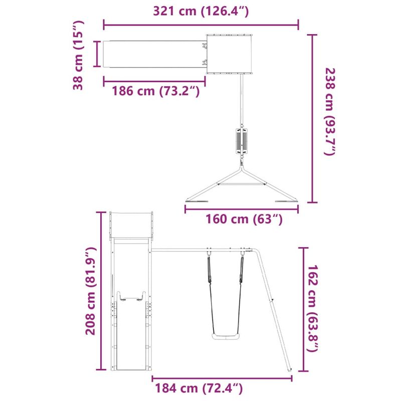 Jucarii, Copii si Bebe - Jucarii si jocuri - Jucarii de exterior - Spatii de joaca si accesorii - Set de joaca pentru exterior, lemn masiv de douglas - Infinity.ro